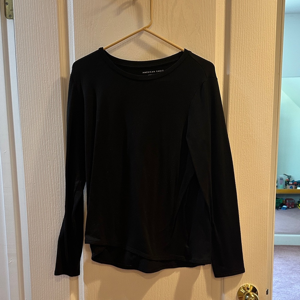 American Eagle Soft & Sexy Plush Black Top